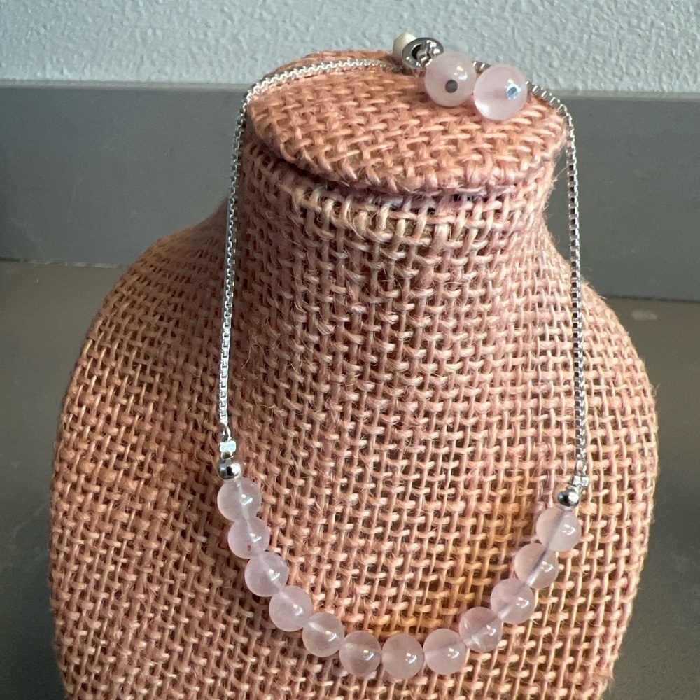 Rose Quartz Adjustable Bracelet – Healing Crystal Gemstone Jewelry